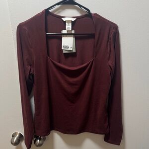 H&M Deep Red Long Sleeve Top